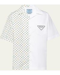 Prada - Poplin Double Match Camp Shirt - Lyst