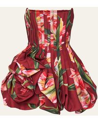 Carolina Herrera - Floral Pleated Draped Mini Dress - Lyst