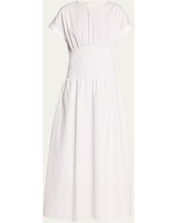 Lafayette 148 New York - Smocked A-line Cotton-silk Maxi Dress - Lyst
