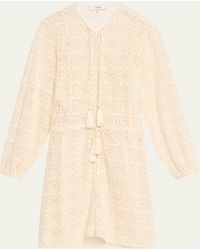 FRAME - Button-front Lace Tassel Mini Dress - Lyst