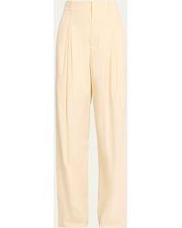 Bottega Veneta - High-rise Double Pleated Wide-leg Technical Cotton-silk Trousers - Lyst