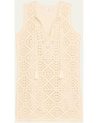 FRAME - Crochet Tassel Popover Mini Dress - Lyst
