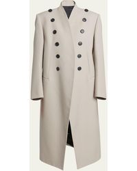 Alaïa - Wool Long Coat With Button Detail - Lyst