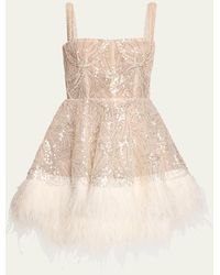 Bronx and Banco - Mademoiselle Beaded Feather-Trim Mini Dress - Lyst