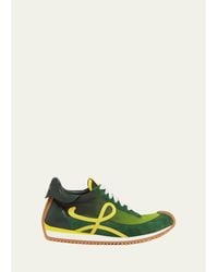 Loewe - Flow Runner Suede And Leather Sneakers - Lyst