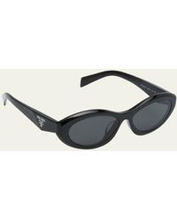 Prada - Pr 26zsf Logo Beveled Acetate Oval Sunglasses - Lyst