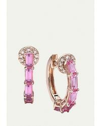 Nam Cho - 18k Rose Gold Baguette Pink Sapphire And Diamond Hoop Earrings - Lyst
