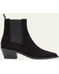 Gianvito Rossi - Wylie Suede Western Chelsea Booties - Lyst