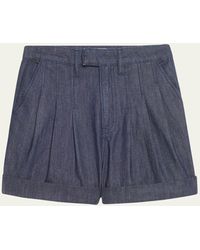 FRAME - Pleated Wide-cuff Shorts - Lyst