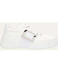 Roger Vivier - Viv Skate Leather Buckle Sneakers - Lyst
