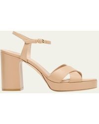 Stuart Weitzman - Dayna Leather Crisscross Platform Sandals - Lyst