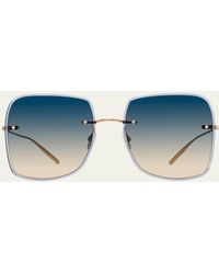 Barton Perreira - Sharona Blue Titanium Acetate Square Sunglasses - Lyst