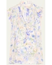 Zimmermann - Natura Floral Frilled Top - Lyst