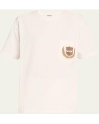 Bode - Sportsman Crest Embroidered Patch Pocket Tee - Lyst