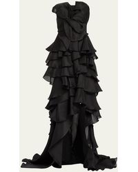 Marchesa - Strapless Tiered Ruffle Petal Gown - Lyst