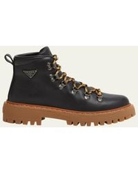 Prada - St. Moritz Calfskin Hiker Boots - Lyst