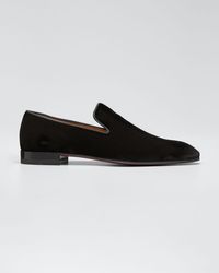 Christian Louboutin Grosgrain-trimmed Velvet Loafers - Black