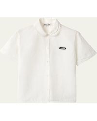 Miu Miu - Short-Sleeve Crop Button-Down Shirt - Lyst