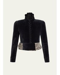 Chloé - Spencer Embroidered-Belt Velvet Crop Jacket - Lyst