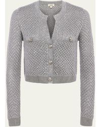 L'Agence - Blanca Sequined Cropped Cardigan - Lyst