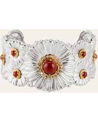 Buccellati - Silver And 18k Gold Daisy Blossoms Bracelet With Red Jasper And Diamonds - Lyst