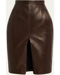 Saint Laurent - Leather Pencil Mini Skirt - Lyst
