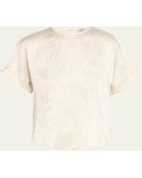 Jonathan Simkhai - Addison Short-Sleeve Crinkled Satin Shirt - Lyst