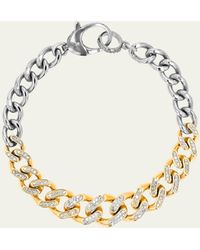Sheryl Lowe - 14k Pave Diamond And Sterling Silver Tapered Link Curb Chain Bracelet - Lyst