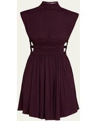 Alaïa - Mock-Neck Waist-Cutout Jersey Backless Mini Dress - Lyst