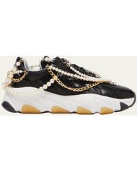 Junya Watanabe - X Ash Pearl Chain Leather Low-top Sneakers - Lyst