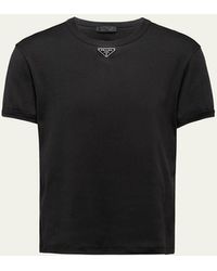 Prada - Triangle Plaque T-Shirt - Lyst