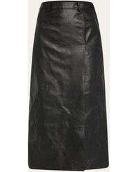 Balenciaga - Slit Tailored Leather Midi Skirt - Lyst