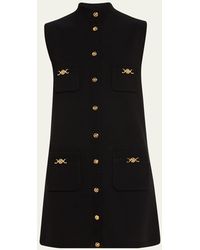 Versace - Button-Front Knit Medusa Mini Dress - Lyst