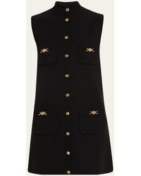 Versace - Button-Front Knit Medusa Mini Dress - Lyst