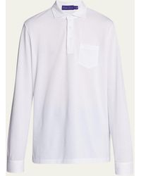 Ralph Lauren Purple Label - Washed Long-sleeve Pocket Polo Shirt - Lyst