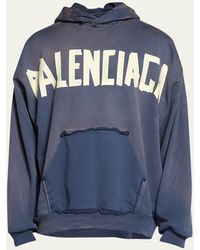 Balenciaga - Taped Logo Hoodie With Ripped Pocket - Lyst