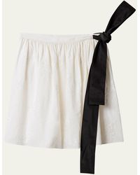 Miu Miu - Embroidered Batiste Knee-Length Skirt - Lyst