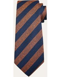 Kiton - Silk-linen Stripe Herringbone Tie - Lyst