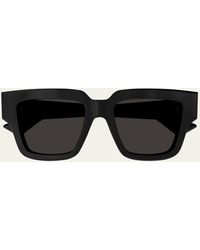 Bottega Veneta - Engraved Logo Acetate Square Sunglasses - Lyst