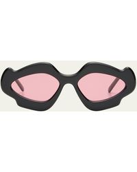 Loewe - Flame Acetate Oval Sunglasses - Lyst