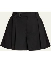 Sacai - Belted Pleated Suiting Shorts - Lyst