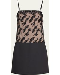 Jason Wu - Square-neck Floral-embroidered Mini Dress - Lyst
