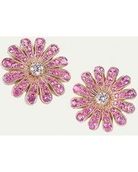 Nam Cho - 18k Rose Gold Daisy Pink Sapphire Earrings With Diamonds - Lyst