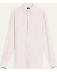 ZEGNA - Oasi Linen Stripe Casual Button-down Shirt - Lyst