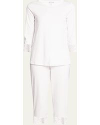 Hanro - Moments Lace-Trim Cropped Pajama Set - Lyst