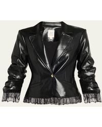 Cinq À Sept - Lace-Trim Vegan Leather Blazer - Lyst