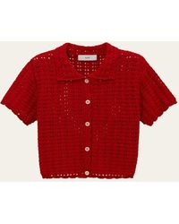 DUNST - Short-Sleeve Crochet Cardigan - Lyst