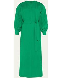 Eres - Aimee Belted Long-sleeve Linen Maxi Dress - Lyst