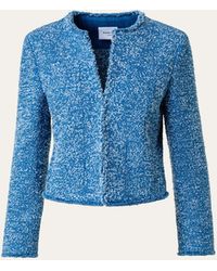 Akris Punto - Fringe Denim Tweed Boxy Cropped Jacket - Lyst