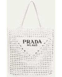 Prada - Bicolor Woven Logo Shopper Tote Bag - Lyst